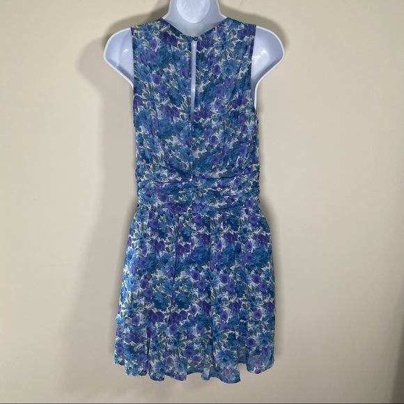 Lulu's Floral Blue/Purple Ruffle V-neck Dress - Picture 5 of 8
